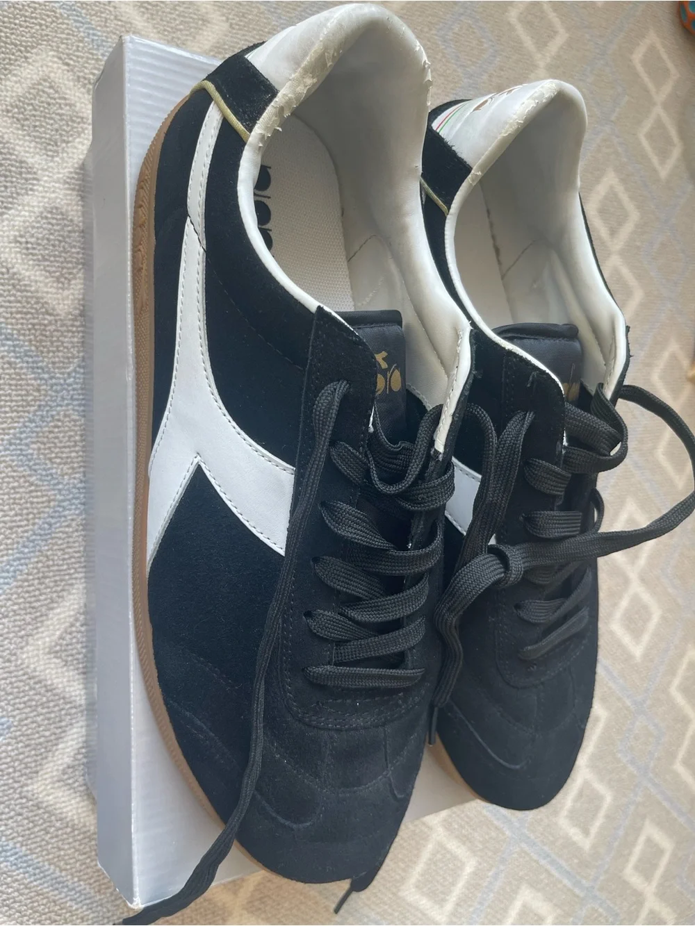 Diadora Kick sneakers in black and white suede Mens 12.5